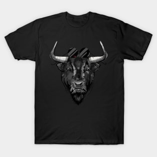 Thug Bull With Round Goggles animal art T-Shirt